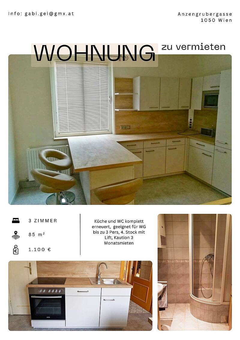 3-Zimmer-Wohnung im 5. Bezirk zu vermieten